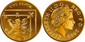 Vector British money gold coin 2 pence