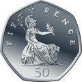 Vector British money silver coin 50 pence