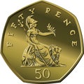 Vector British money silver coin 50 pence