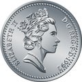 Vector British money silver coin 10 pence