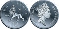 Vector British money silver coin 10 pence