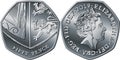 Vector British money silver coin 50 pence