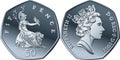 Vector British money silver coin 50 pence