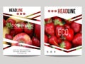Vector brochure design template with blur background with fruits