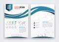 Vector Brochure Flyer design Layout template, size A4, Curve design, Blue color front page and back page, infographics Royalty Free Stock Photo