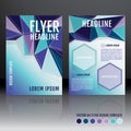 Vector brochure flyer template design with geometric triangular elements.