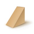 Vector Brown Blank Cardboard Triangle Take Away Boxes Packaging For Sandwich, Food, Gift, Other Products Mock up Close