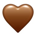 Vector brown glossy chocolate heart bonbon. Isolated On White Background.