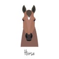 Vector brown horse head isolated. Flat, cartoon style object Royalty Free Stock Photo