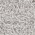 Vector brown monochromatic seamless pattern with musical notes a Royalty Free Stock Photo