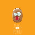 Vector brown potato cartoon character isolated on orange background. My name is potato vector concept illustration Royalty Free Stock Photo