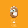 Vector brown potato cartoon character isolated on orange background. My name is potato vector concept illustration Royalty Free Stock Photo