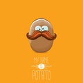 Vector brown potato cartoon character isolated on orange background. My name is potato vector concept illustration Royalty Free Stock Photo