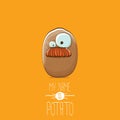 Vector brown potato cartoon character isolated on orange background. My name is potato vector concept illustration Royalty Free Stock Photo