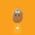 Vector brown potato cartoon character isolated on orange background. My name is potato vector concept illustration Royalty Free Stock Photo