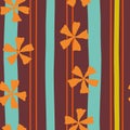 Vector brown seamless pattern background: Floral Stripes.