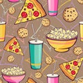 Vector Brown Slumber Party Food Seamless Pattern