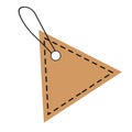 A vector brown triangle tag kraft design for sale price or gift card with a string on a white background Royalty Free Stock Photo