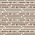 Vector brown white monochrome tribal abstract geometric border seamless pattern. Illustration contains lines, dots, triangles, Royalty Free Stock Photo
