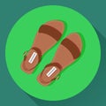 Vector brown women summer sandals icon. Royalty Free Stock Photo