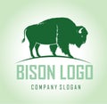 Vector brown zubr buffalo bison logo label