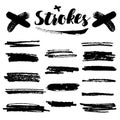 Vector brush paint strokes. Abstract black textured strokes isolated on white background. Royalty Free Stock Photo
