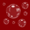 Vector bubbl white water bubbles with reflection set on transparent background vector illustration Royalty Free Stock Photo