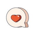 Vector bubble with heart. Love chat message. Talk.
