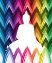 Vector buddha on geometric color background