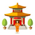 Vector Building of China with china monks