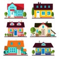 Vector Buildings Set. Flat Design Houses Isolated