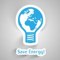 Vector bulb Earth paper illustration for save energy Royalty Free Stock Photo
