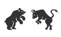 Vector bull and bear financial icons