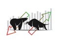 Vector of bull and bear symbols of stock market trends. Royalty Free Stock Photo