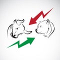 Vector of bull and bear symbols of stock market trends. Royalty Free Stock Photo