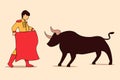 vector bullfighter. bull fighting concept design flat isolated illustration