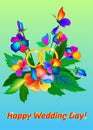 Vector bunch of bright flowers