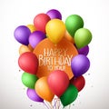 Vector Bunch of Colorful Birthday Balloons Flying for Party and Celebrations With Text