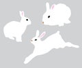 Vector bunnies silhouettes isolated on white background.