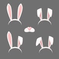 Vector Bunny ears mask set cartoon illustration Royalty Free Stock Photo