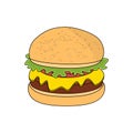 Vector burger or hamburger isolated on white background.