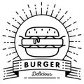 Vector Burger Icon with Linear Art Style
