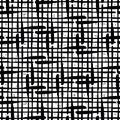 Vector burlap effect seamless pattern background. Hessian fiber texture fabric style black and white backdrop. Woven