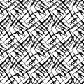 Vector burlap effect seamless pattern background. Hessian fiber texture fabric style black and white grid backdrop