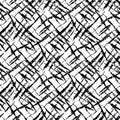 Vector burlap effect seamless pattern background. Hessian fiber texture fabric style black and white grid backdrop