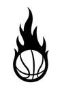 Vector burning basketball ball silhouette with classic flames. Royalty Free Stock Photo