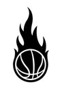 Vector burning basketball ball silhouette with classic flames. Royalty Free Stock Photo