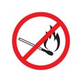 Vector burning match crossed in red circle Royalty Free Stock Photo