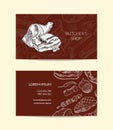 Vector business card template for butchers shop
