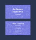 Vector business card template with hand drawn doodle bathroom elements for bathroom accessories shop Royalty Free Stock Photo